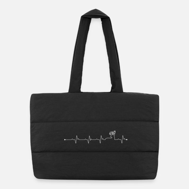 Heartbeat Deer - Puffer Shopping Bag - black