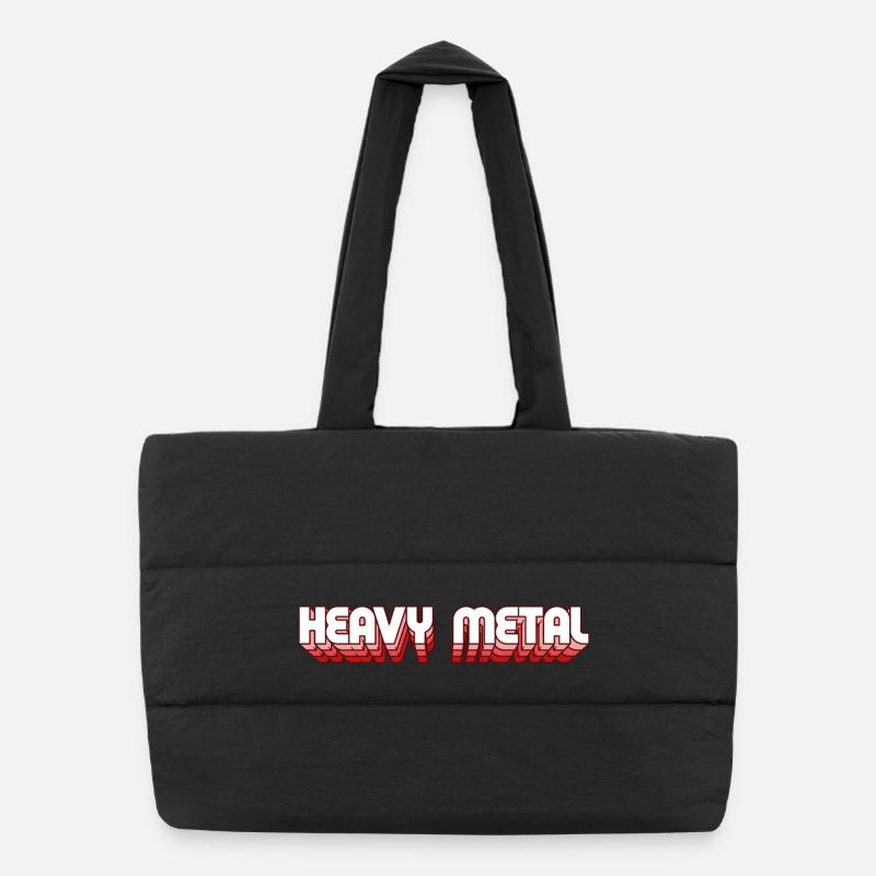 Heavy Metal Retro Style 3D Text Logo - Puffer Shopping Bag - black