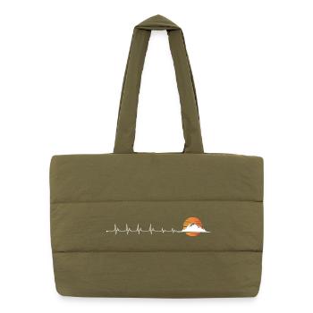 Heartbeat mountains sunset - Puffer Shopping Bag - safari green - Front