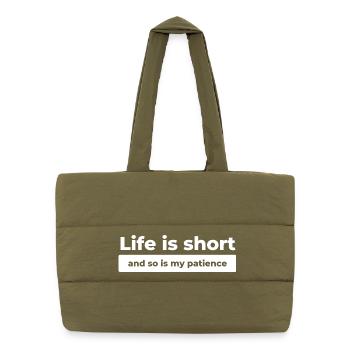 Citation de la vie drôle - Sac shopping matelassé - safari green - Devant