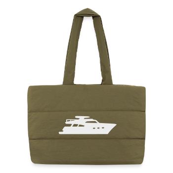 Yacht Silhouette Motorboat - Puffer Shopping Bag - safari green - Front