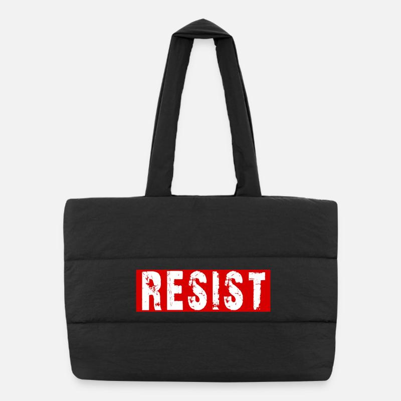 Resist Distressed Protest Typography Puffer Shopping Bag