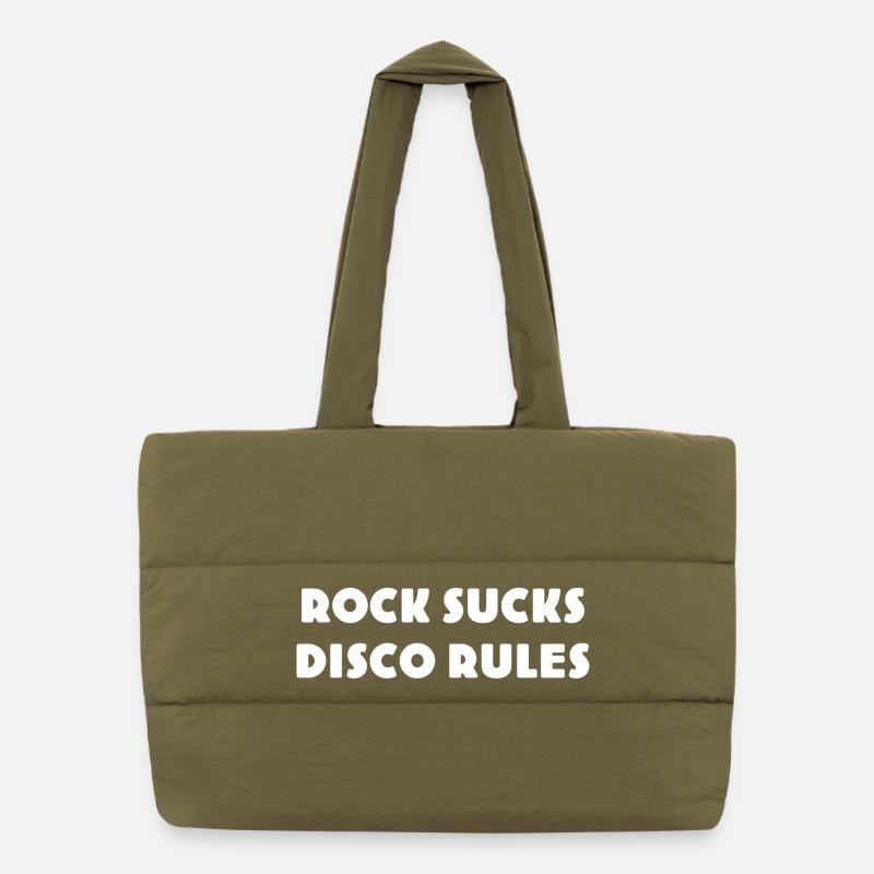 ROCK-SUCKS-DISCO-REGELN - Retro Rock vs. Disco Puffer-Einkaufstasche