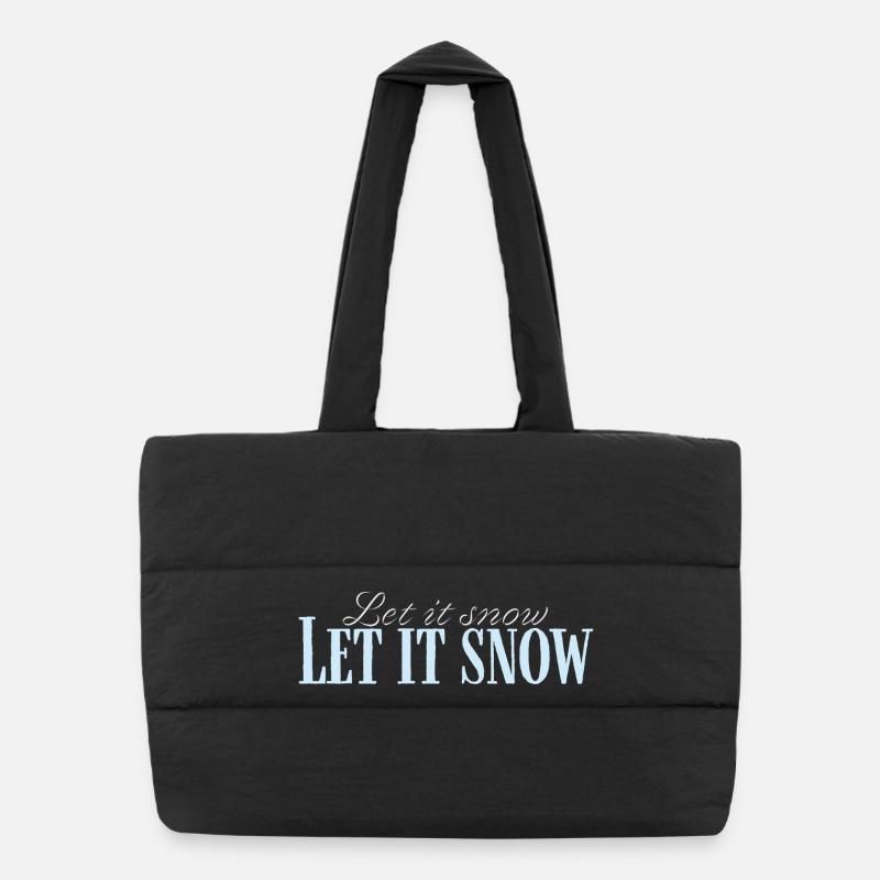 Let It Snow Script Bleu Glacé - Sac shopping matelassé - noir