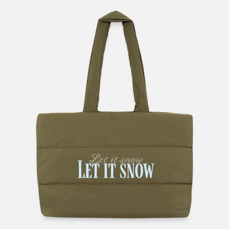 Let It Snow Script Bleu Glacé Puffer Shopping Bag