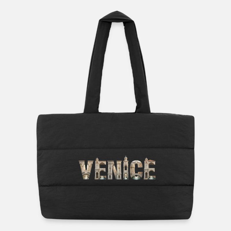 Typographie de Venise avec architecture historique Sac shopping matelassé