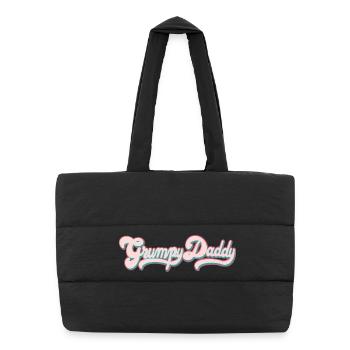 Grumpy Daddy Retro Script - Farbe "Sports Bra" - Puffer-Einkaufstasche - Schwarz - Vorne