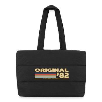1982 - Sac shopping matelassé - noir - Devant
