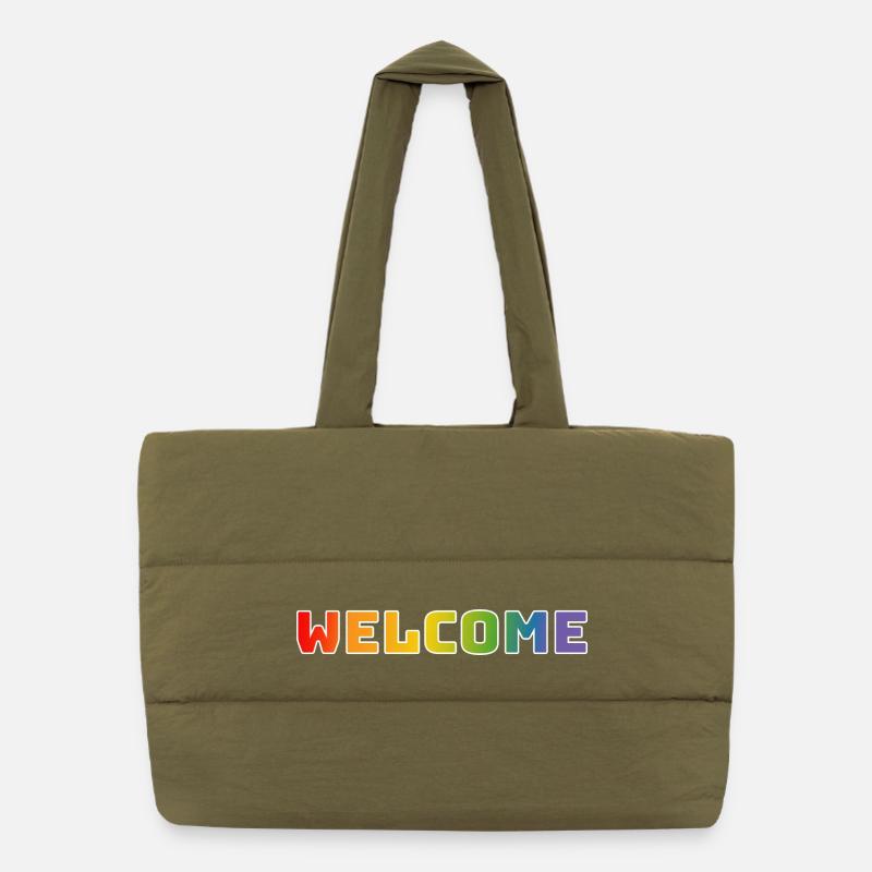 Arc-en-ciel bienvenue blanc Sac shopping matelassé