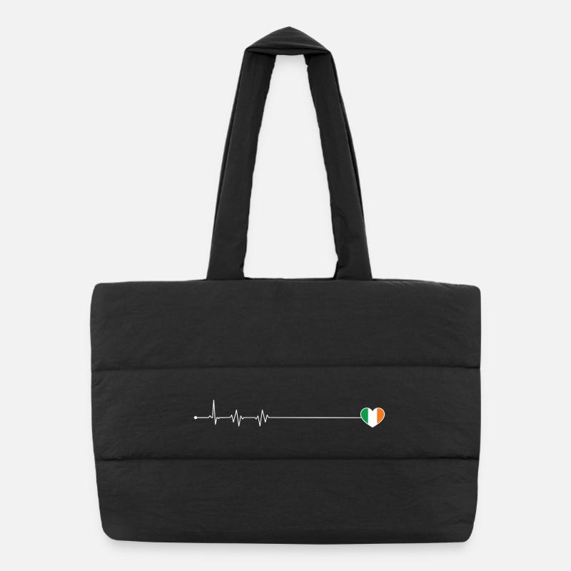 Heartbeat irland Flagge Puffer-Einkaufstasche