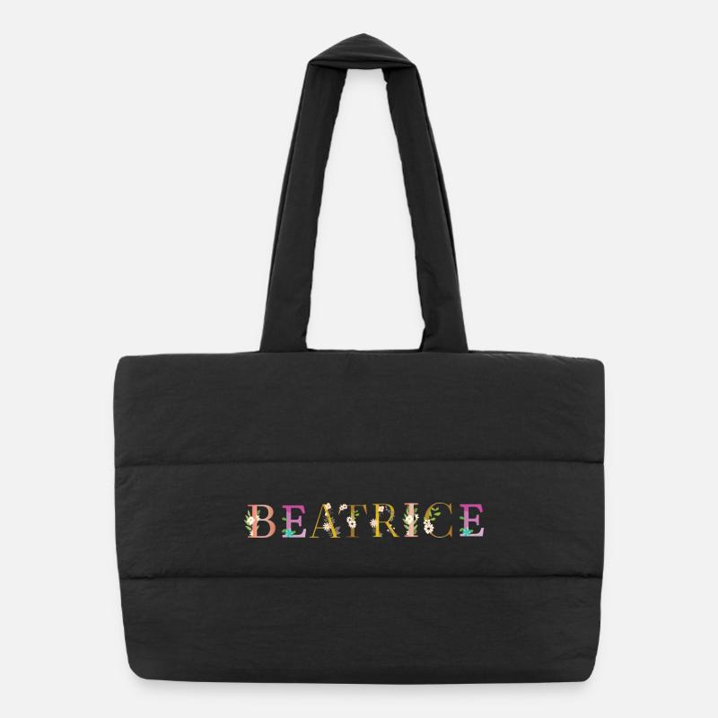 BÉATRICE prénom orné de fleurs Sac shopping matelassé