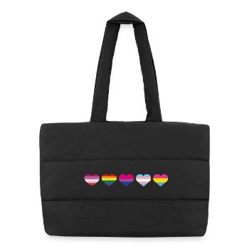 Regenbogen Herz - Puffer-Einkaufstasche - Schwarz - Vorne