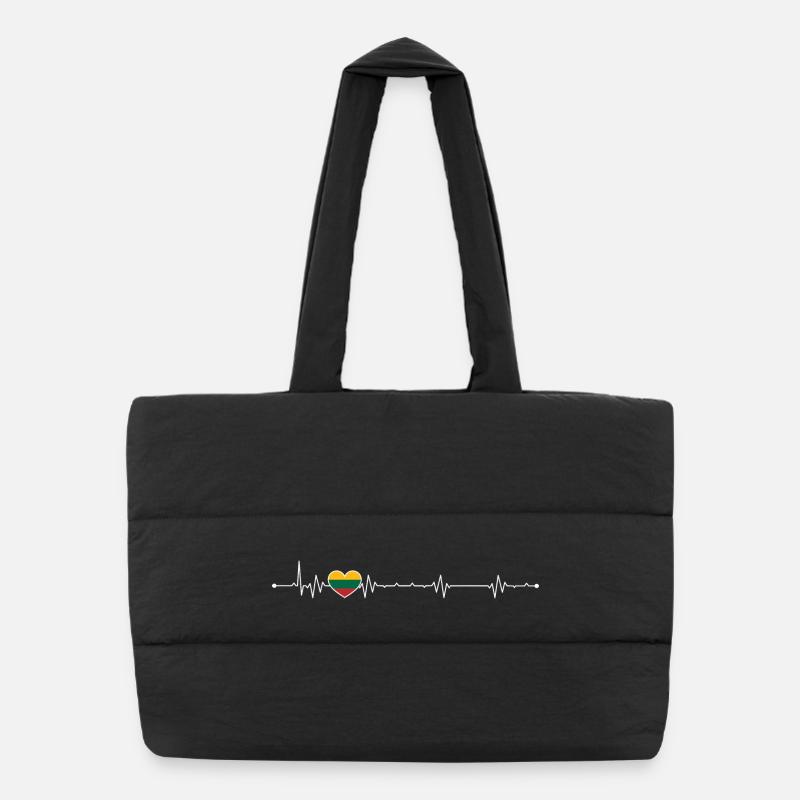 Rainbow Heartbeat Pride - Puffer Shopping Bag - black