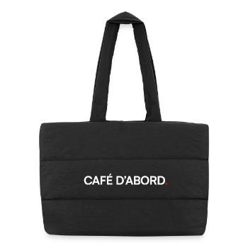 CAFÉ D’ABORD – Humour bureau lundi matin - Sac shopping matelassé - noir - Devant