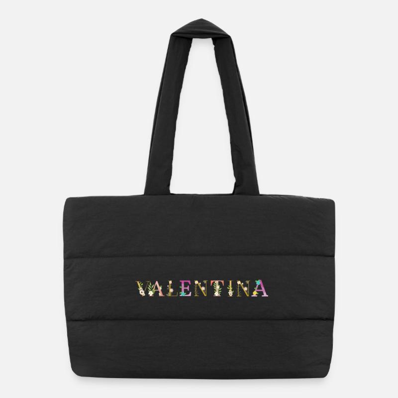 Le nom de VALENTINA orné de fleurs Sac shopping matelassé