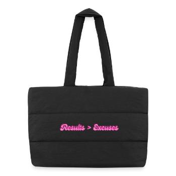 Résultats > Excuses | Dicton motivant - Sac shopping matelassé - noir - Devant