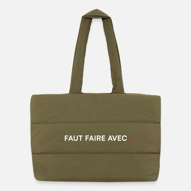 PAS MAINTENANT. Humour Moderne Minimal Sac shopping matelassé
