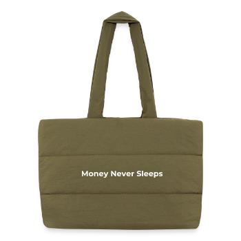 Money Never Sleeps T-Shirt – Business & Hustle - Puffer-Einkaufstasche - safari Green - Vorne
