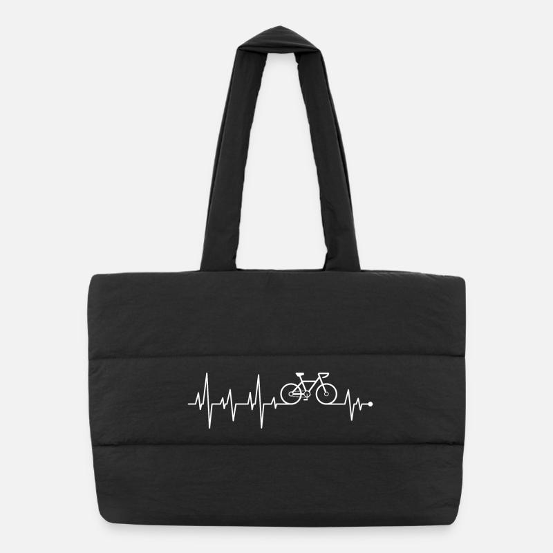 Cycle Heartbeat on ECG - Puffer Shopping Bag - black