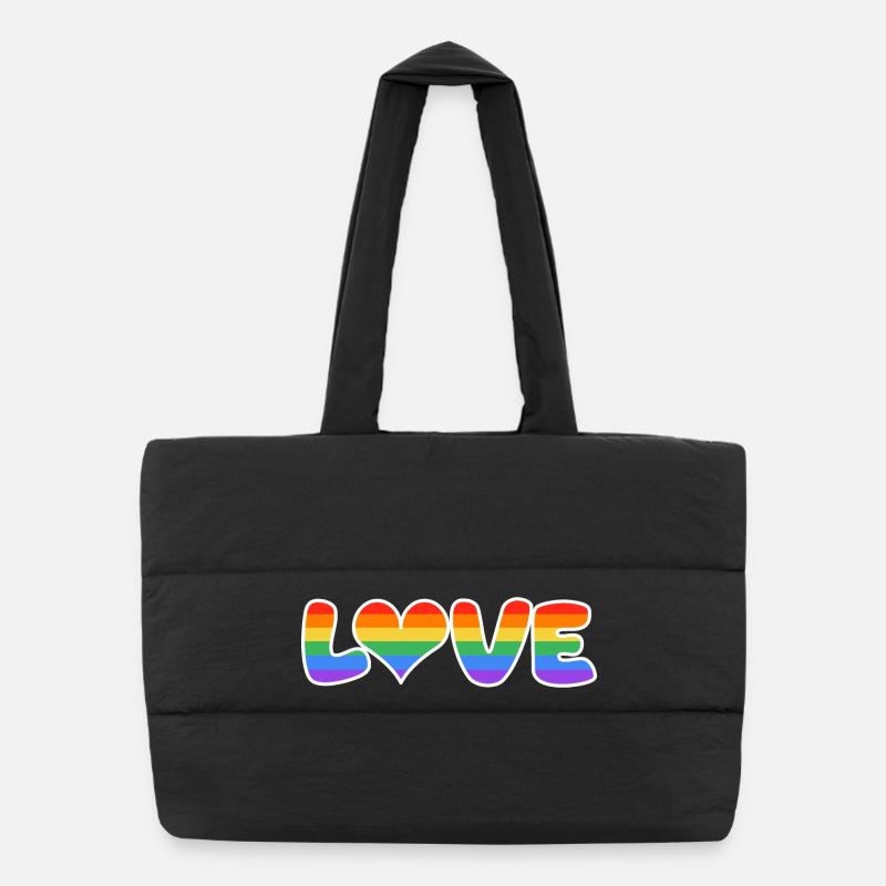 Rainbow Love Lettering Puffer Shopping Bag