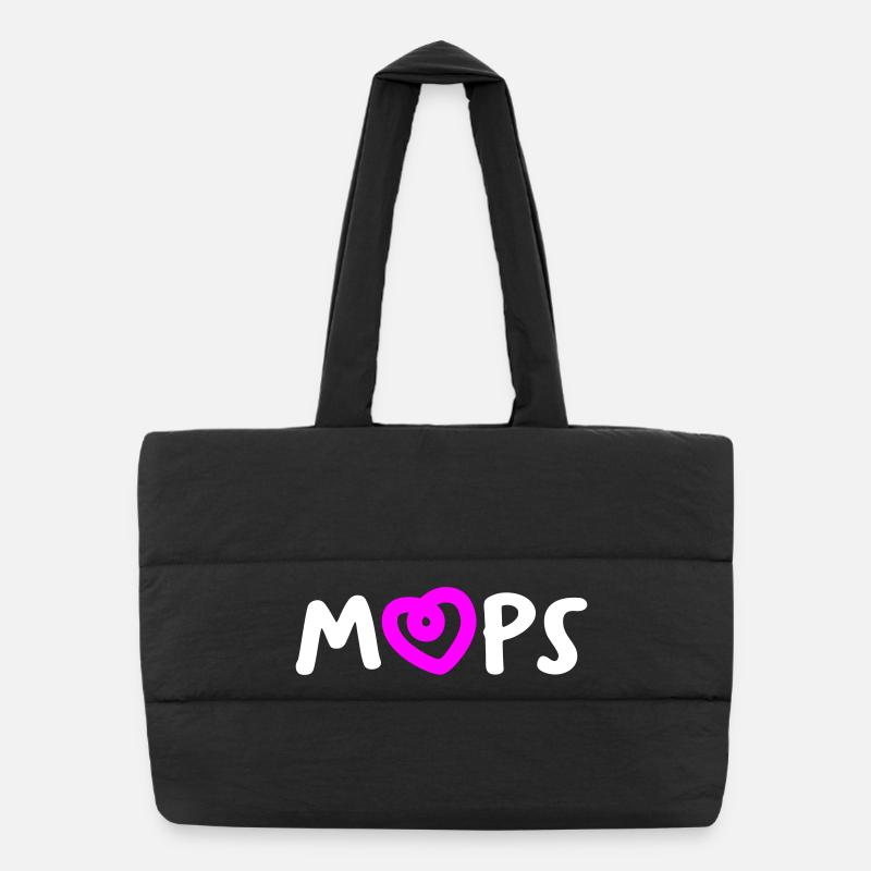 Mops Herz Hunde Fan tierlieb Gassi Rasse Bello Puffer-Einkaufstasche