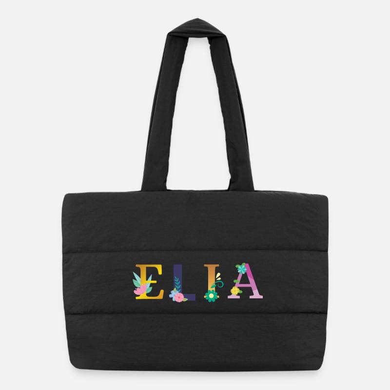 Nom ELIA orné de fleurs Sac shopping matelassé
