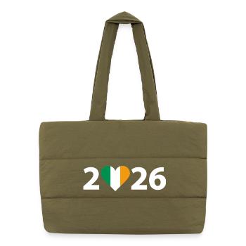 I love Ireland 2026, holidays in Ireland 2026 - Puffer Shopping Bag - safari green - Front