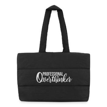 Professional Overthinker Funny Brooding Anxiety Logo - Puffer Shopping Bag - black - Front