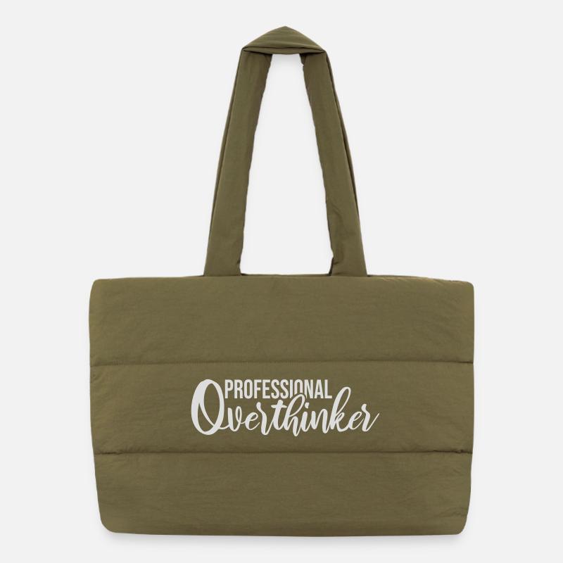 Professional Overthinker Lustig Grübeln Angst Logo Puffer-Einkaufstasche