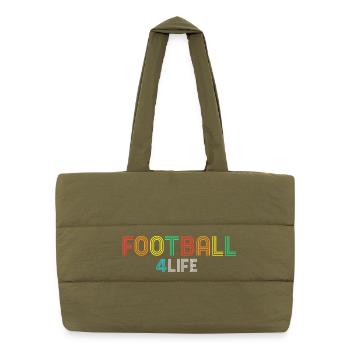 Football 4 Life Retro Neon Text - Puffer Shopping Bag - safari green - Front