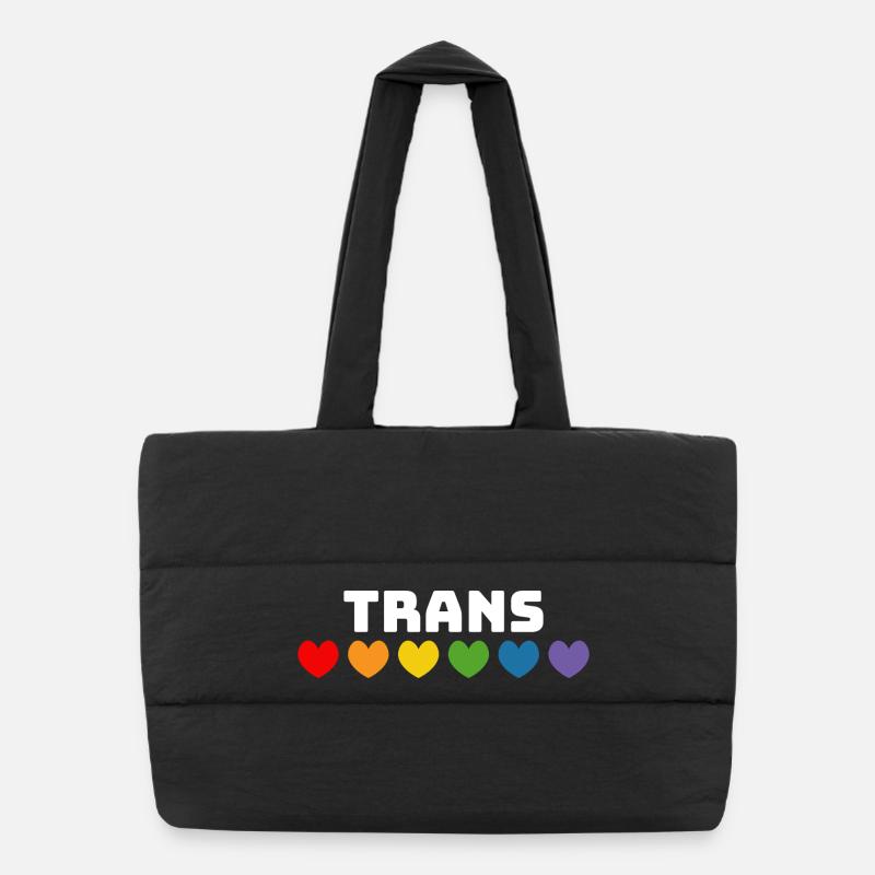 Regenbogenherzchen Trans weiss Puffer-Einkaufstasche