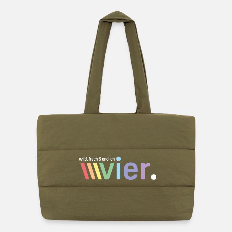 wild, frech und endlich vier Puffer-Einkaufstasche