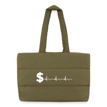 Signe dollar $ ECG Battement de cœur - Sac shopping matelassé - safari green - Devant