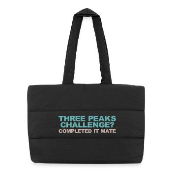 Three Peaks Herausforderung? Abgeschlossen, Kumpel - Puffer-Einkaufstasche - Schwarz - Vorne