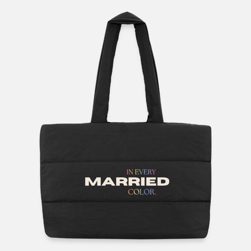 Married in every Color Pride Regenbogen Typografie - Puffer-Einkaufstasche - Schwarz