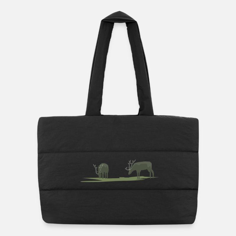 Moose or deer grazing Puffer Shopping Bag