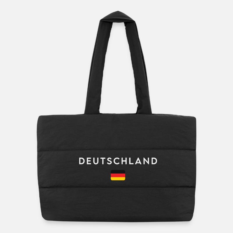 Flagge Deutschlands, deutscher Stolz - Puffer-Einkaufstasche - Schwarz