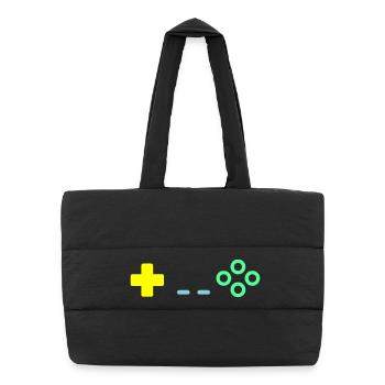 Boutons de manette de jeu Rétro Vector - Sac shopping matelassé - noir - Devant