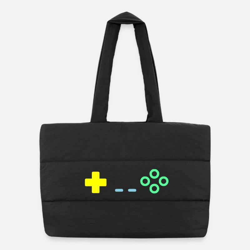 Gaming Controller Buttons Retro Vector Puffer Shopping Bag