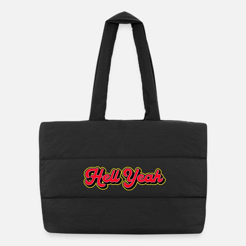 Hell Yeah 3D Retro Script Puffer Shopping Bag