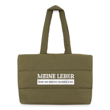 SARCASME - Le foie connaît mieux la fête du village. - Sac shopping matelassé - safari green - Devant