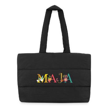 MAJA name decorated with flowers - Puffer Shopping Bag - black - Front