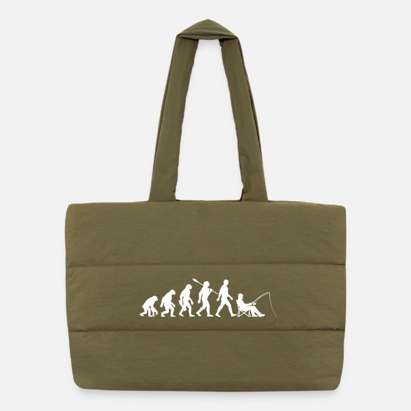 Evolution - Pêcheur, Cadeau de pêche Sac shopping matelassé