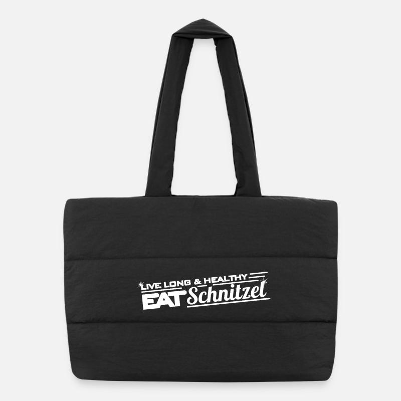 Live Long & Healthy – Eat Schnitzel Food-Design Puffer-Einkaufstasche