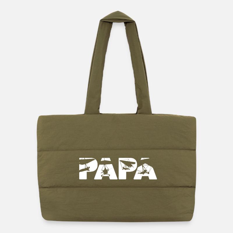 Pilote de deltaplane Papa Silhouette musicale Slogan Sac shopping matelassé