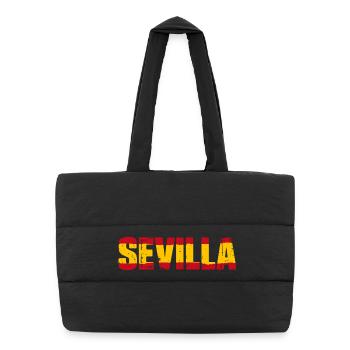 Sevilla Flagge Spanien - Puffer-Einkaufstasche - Schwarz - Vorne