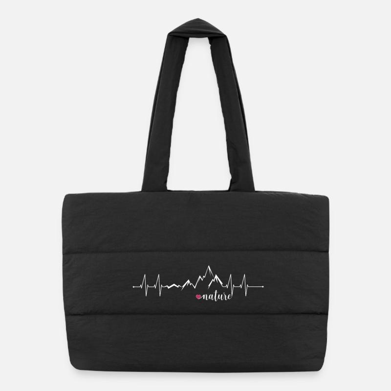 Liebe Natur Berge Herzfrequenz EKG - Grafikdesign Puffer-Einkaufstasche