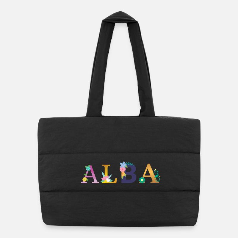 ALBA name decorated with flowers Puffer Shopping Bag