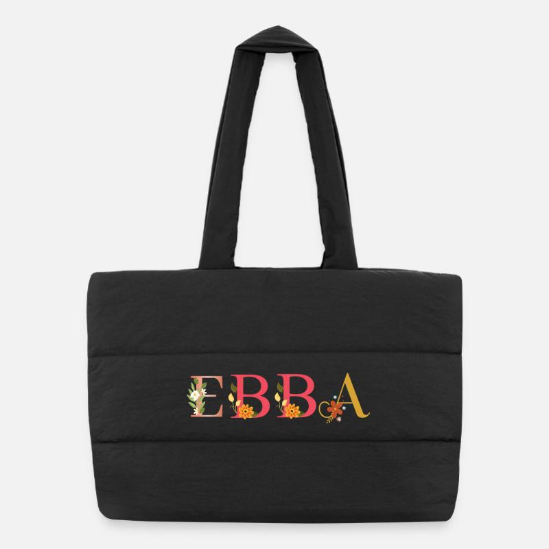 Nom EBBA décoré de fleurs Sac shopping matelassé