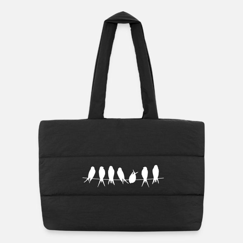 Silhouettes d’oiseaux chanteurs sur branche Sac shopping matelassé